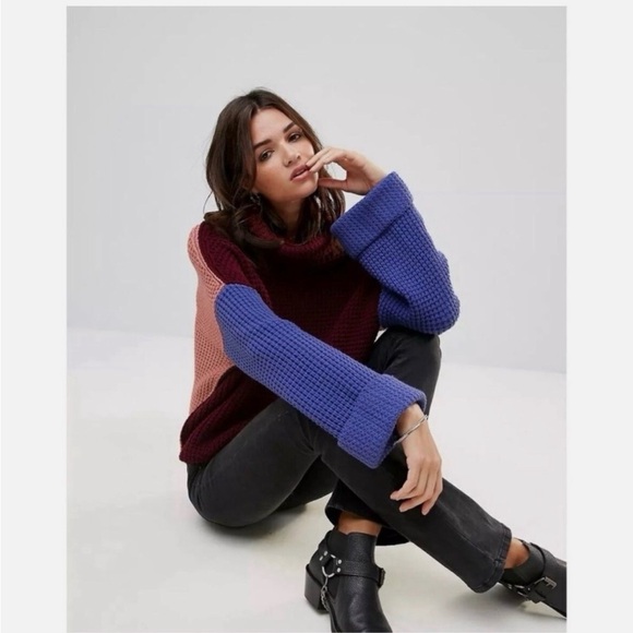 Free People Sweaters - Free People Park City Colorblock Knit Turtleneck